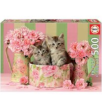 Educa Puzzel - 500 Bakstenen - Kittens met Roses