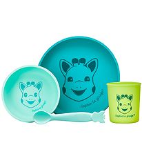 Sophie la Girafe Bestek-Set - Silicone - 4 Onderdelen - Turkoois