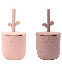 Done By Deer Cup w. Straws - 2-Pack - Peekaboo - Powder