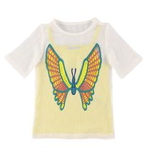 Stella McCartney Kids Robe - Crochet - Blanc/Jaune av. Papillon