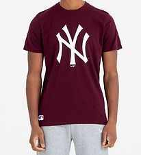 New Era Stuttermabolur - New Yok Yankees - Bordeaux