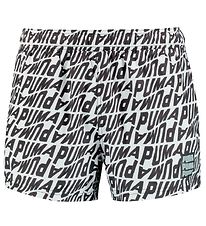 Puma Badeshorts - Weiß m. Schwarz Print