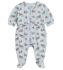 Hust and Claire Jumpsuit w. Footies - Mist - Winter Sky w. Print