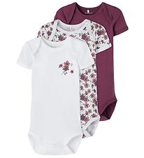 Name It Bodysuit s/s - Noos - NbfBody - 3-pack - Prune Purple/Wh