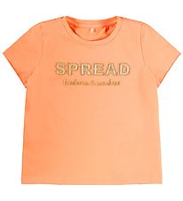 Name It T-Shirt - NmfFami - Cantaloupe m. Tekst