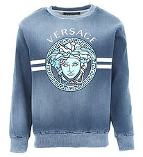 Versace Sweatshirt - Logo/Medusa - Medium Blue/Wei