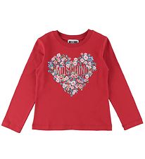 Moschino Long Sleeve Top - Flame Red w. Heart/Flowers