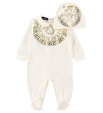 NWT NEW Young Versace Baby Girls white print footie romper 1m