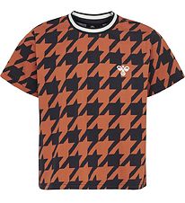 Hummel T-Shirt - HMLChick - Marine/Orange av. Carreaux