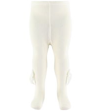 Condor Collants av. Noeud Papillon en Velours - Off White