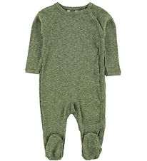 Joha Jumpsuit w. Footies - Melange Green