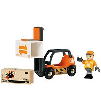 BRIO World Forklift m. Accessoires - 9 cm - Oranje/Zwart 33573