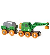 BRIO Welt Togvogn m. Kran - Grn 33698