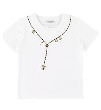 Dolce & Gabbana T-Shirt - Wit m. Kristallen