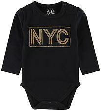 Petit Stad Sofie Schnoor Romper l/s - NYC - Zwart m. Glitter