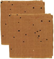 Done By Deer Muslin Cloth - 70x70 - 2-pack - Mustard Dreamy Dots