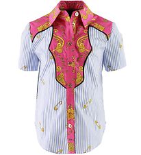 Versace Bluse - Hellblau/Pink