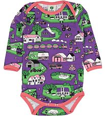 Småfolk Bodysuit l/s - Purple w. Landscape