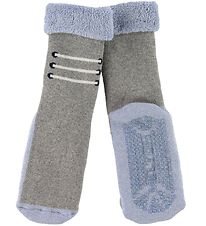 Melton Socks - Non-Slip - Grey/Blue