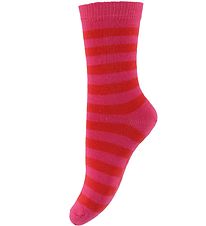 Melton Socks - Red/Pink Striped