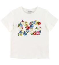 Dolce & Gabbana Stuttermabolur - Blooming - Hvítur M. Lógó