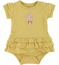 Fixoni Bodysuit w. Skirt - Yellow Melange w. Candy