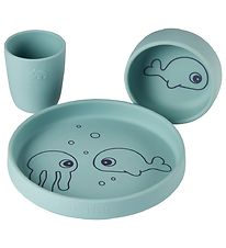Done by Deer Dinner Set - Silicone - 3 Parts - Sea Friends - Blu