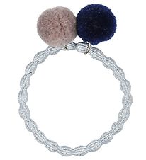 Kknekki Hair Tie - Silver Glitter w. Pom-Pom