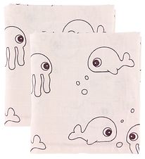 Done By Deer Muslin Cloth - 70x70 - 2-pack - Sea Friends - Powde