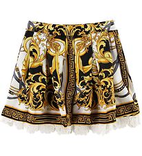 Versace Rok - Zijde - Zwart/Wit m. Goudprint