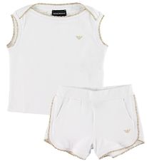 Emporio Armani Set - T-shirt/Shorts - Vit m. Guldglitter