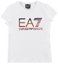 EA7 T-Shirt - Wit m. Glitter Logo