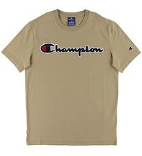Champion Fashion Stuttermabolur - Khaki M. Lógó