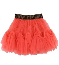 Fendi Tulle Skirt - Coral w. Logo