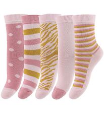 Minymo Chaussettes - 5 Pack - Rose av. A Rayures