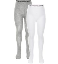 Minymo Tights - 2-pack - White/Gray