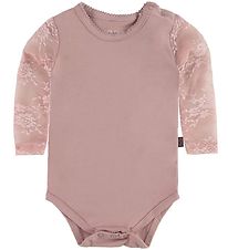 Little Wonders Bodysuit w. Lace Sleeves - Maja - Dusty Pink