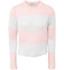 Hound Jumper - Cropped - Coral/White Striped w. Pointelle