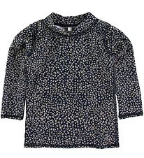 Soft Gallery Swim Top l/s - UV50+ - Dress Blue w. Leopard