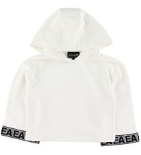Emporio Armani Hoodie - Cropped - White w. Sequins