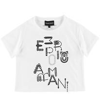 Emporio Armani Stuttermabolur - Hvítur M. Útsaumur