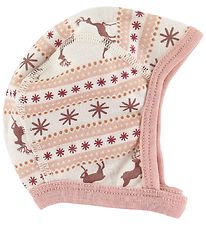 Joha Baby Hat - Wool - Pink/White w. Pattern