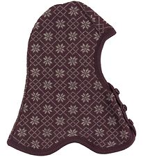 Joha Balaclava - Double Layer - Wool - Purple w. Pattern