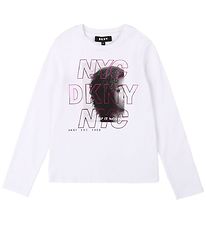 DKNY Long Sleeve Top - Junior D3 - White w. Print