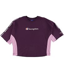 Champion Fashion Stuttermabolur - Crop - Fjólublátt M. Lógó