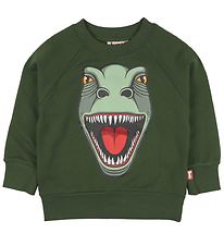 DYR Sweatshirt - DIEREN Blaasbalg - Groen m. Dinosaurus