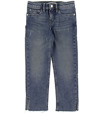 Calvin Klein Jeans - Slim Crop - Blár Gallaefni