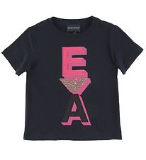 Emporio Armani T-shirt - Marinbl m. Rosa/Guld