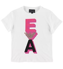 Emporio Armani Stuttermabolur - Hvítur M. Bleikt/Gull