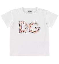 Dolce & Gabbana T-shirt - White w. Flower Embroidery